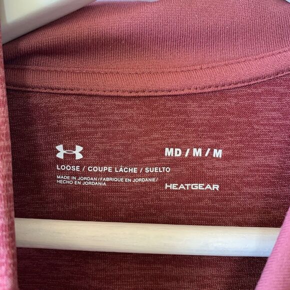 Under Armour Hooded Shirt Pullover Mens M Heather Maroon Heatgear Long Sleeve - Picture 3 of 6